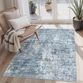 3x5 Rug, Small Area for Kitchen, Entryway, Machine Washable Non-Slip Throw Rug, Vintage Carpet for Nursery Coffee Table Blue