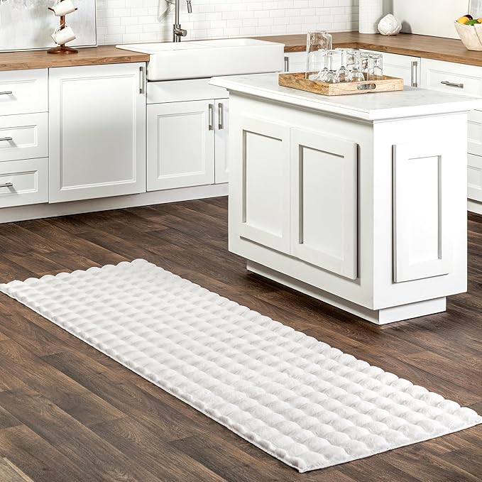 Nuloom Jeni Off-White, 2'6" x 6', Solid Faux Rabbit, Fluffy and Cozy, High Traffic, Stain Resistant, Easy Clean, Durable Washable Runner for Bedroom, Living Room, Dining, Den, Foyer, Entryway
