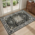 2x3 Area Rugs Living Room Rug: Washable Vintage Boho Medallion Rug No Slip Stain Resistant Soft Carpet Indoor Large Carpets for Bedroom Dining Room Farmhouse Nursery Hallway Home Office Black Gold