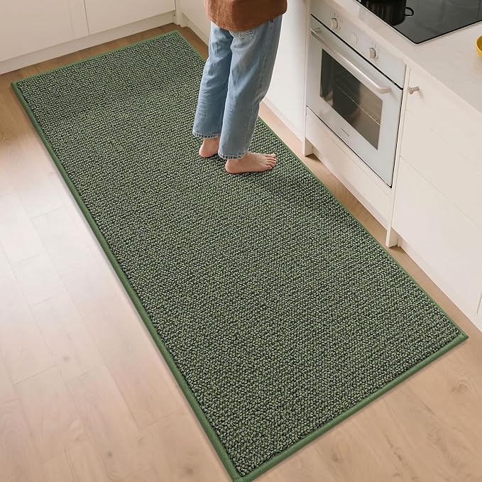 BEQHAUSE Kitchen Runner Rugs 32"x72", Non-Slip Kitchen Mats for Floor, Super Absorbent and Stain Resistant Kitchen Rug, Machine Washable Rugs for Kitchen, Hallway, Laundry & Sink, Green