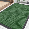Smiry Front Door Mat Outside Entrance, Heavy Duty Sturdy Natural Rubber Doormat, Trap Dirt and Moisture, Easy Clean Low Profile Mats for Indoor Outdoor Entry, Irregular Triangle (29.5x17, Green)
