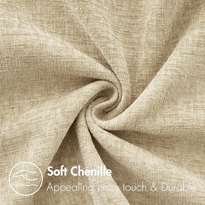 MIULEE Pack of 2 Beige Throw Pillow Covers 20x20 Inch Soft Chenille Pillow Covers for Sofa Living Room Spring Home Decor Couch Solid Dyed Cases