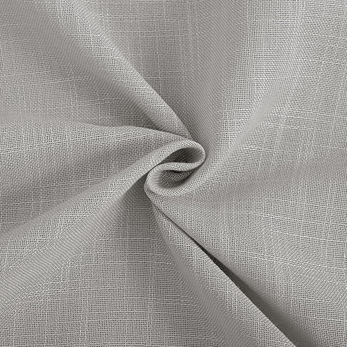 Linen Blend Grey Curtains for Living Room Back Tab Modern Farmhouse Semi Sheer Light Gray Curtains 63 inches Long 2 Panels Set Muted Neutral Cotton Texture Window Curtain for Dining Room Bedroom