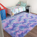 Rugs for Bedroom 4x6, Soft Shaggy Modern Shag Area Rug for Living Room, Upgrade Non-Slip Plush Fluffy Carpet for Kids Boys Girls Room Home Decor Aesthetic, Rainbow Purple