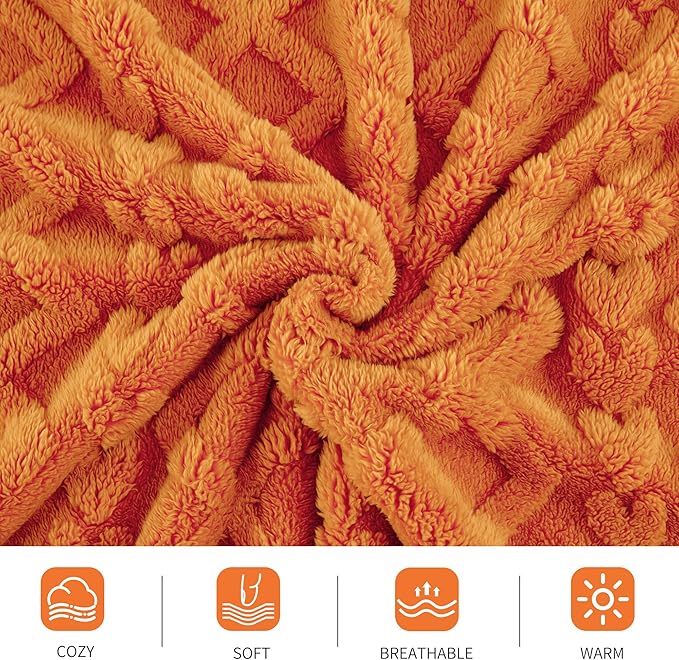 Aganear Flannel Throw Blanket - 50"x60" Orange Blankets Boho Decor Cozy Soft Bedding for Warm Present for Tennessee Vols, Christmas, Halloween, Housewarming