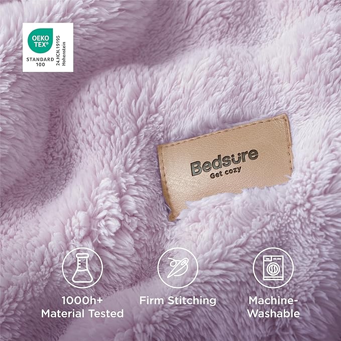 Bedsure 3D Fleece Bubble Blanket for Couch - GentleSoft Purple Twin Blanket for Sofa Bed Room Decor - Luxury Soft Cozy Gifts for Kids, Lightweight, All Seasons, Light Purple, 60"×80"