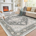 OPPODREAM Soft Area Rugs 5x7, 5x7 Washable Rug with Non Slip Backing, 5 x 7 Faux Cashmere Low-Pile Carpet, Greenish Grey
