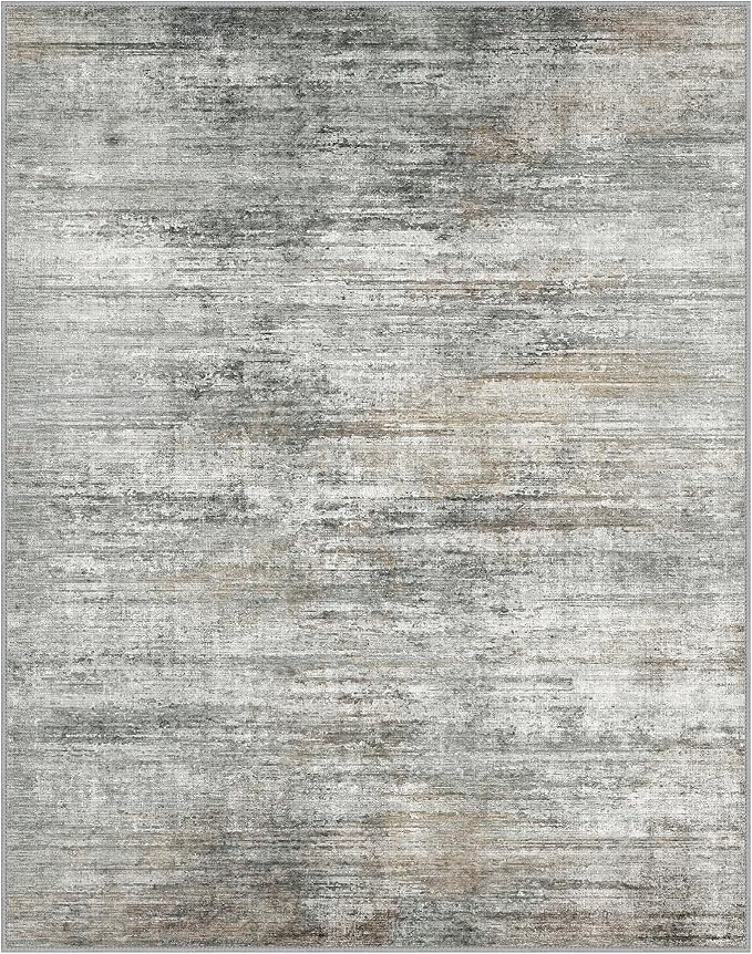 BEIMO Area Rugs 6x9 for Living Room Bedroom, Modern Abstract Machine Washable Rug, Large Soft Low Pile Floor Cover with Non Slip Backing for Dining Room, Ash Gray Brown
