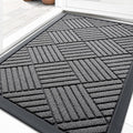 OLANLY Front Door Mat Outside Entrance 35x23, Absorbent, Heavy Duty Sturdy Natural Rubber Doormat Indoor Outdoor, Stain and Fade Resistant, Non-Slip Low Profile Floor Mat for Entryway, Grey Diamond