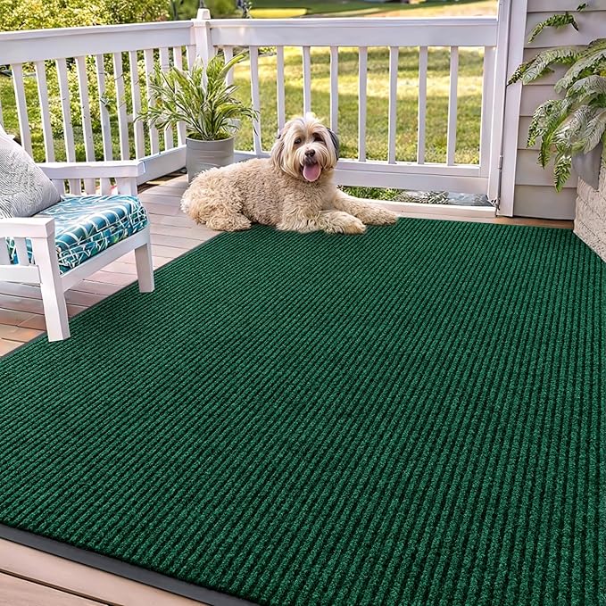 OLANLY Front Door Mat Indoor Outdoor Entrance, Waterproof Heavy Duty Doormat, Fade Resistant, Low Profile, Easy Clean Patio Porch Welcome Floor Mats for Entry, 71x47, Green