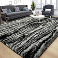 Tepook Soft Fluffy Rugs for Living Room, 5x8 Shaggy Area Rug for Bedroom, Modern Shag Rug Fuzzy Carpets for Kids, Plush Indoor Nursery Home Decor Rug with Non-Slip Bottom, Black White