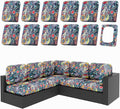 hyha 12Pcs Patio Cushion Covers, Stretch Outdoor Couch Cushion Covers Replacement, Washable Outdoor Chair/Sofa Slipcovers for Patio Furniture Cushions Protector with Elastic Bottom(Paisley,Cover Only)
