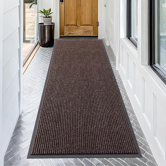 OLANLY Front Door Mat Indoor Outdoor Entrance, Waterproof Heavy Duty Doormat, Fade Resistant, Low Profile, Easy Clean Patio Porch Welcome Floor Mats for Entry, 71x34, Tan