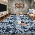 Tepook Fluffy Large Rugs for Living Room, Area Rug 6x9 Soft Carpet for Bedroom, Modern Shaggy Rug for Kids Boys Girls, Plush Indoor Nursery Home Decor Rug with Non-Slip Bottom, Tie-dye Dark Blue