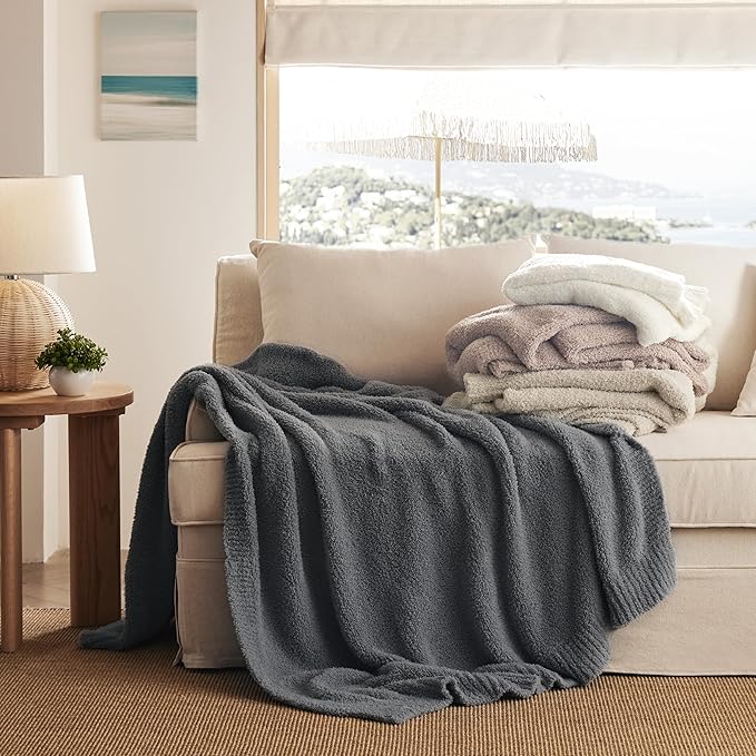 Bedsure Gentlesoft Cozy Knit Throw Blanket - Soft Fluffy Blanket for Couch, Bed, Sofa, Lightweight Warm All Season Plush Blankets, Mothers Day, Birthday Gifts for Women Men, Dark Grey, 50x60 Inches