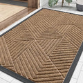 Smiry Front Door Mat Outside Entrance, Heavy Duty Sturdy Natural Rubber Doormat, Trap Dirt and Moisture, Easy Clean Low Profile Welcome Floor Mats for Indoor Outdoor Entry, 35X23 Inch, Light Brown