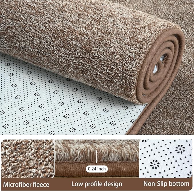 AROGAN Washable 2x8 Runner Rug for Hallway, Long Runner Rugs wtih Soft Memory Foam for Bedroom, Non Slip Backing Carpet Runners for Hallways, Kitchen, Bathroom, Entryway Home Decor, Matte Brown