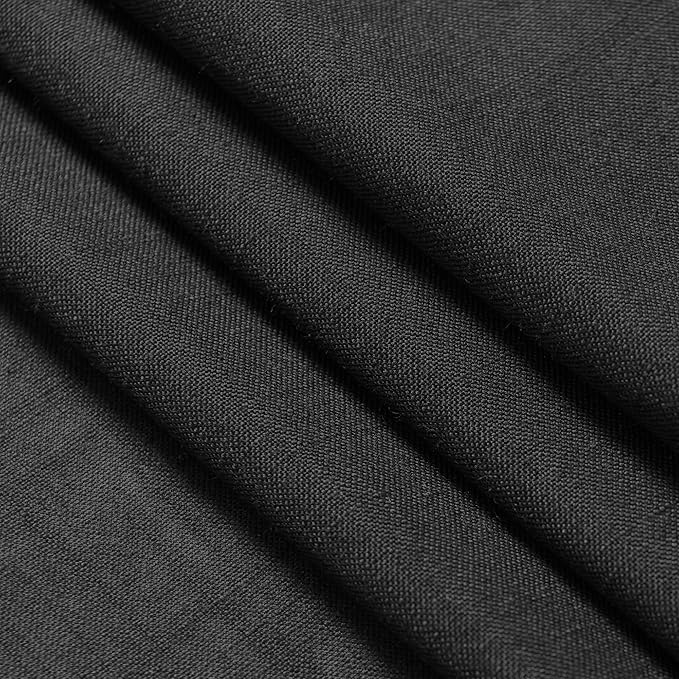 Black Linen Curtains 63 inches Long for Bedroom Back Tab Semi Sheer Curtains Mini Small Window Modern Decor Cotton Textured Gauze Curtain for Bathroom Kitchen Door Basement 2 Panel Set 38x63