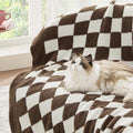 Bedsure Gentlesoft Checkered Twin Blanket for Couch - Soft Cozy & Warm Knit Brown Throw Blanket, Breathable, Lightweight & Fluffy Plaid Blankets for Bed & Sofa, Gifts for Women Men, 60x80 Inches