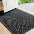 Mibao Front Door Mat Indoor Outdoor Entrance, Dirt Trapping Waterproof All-Season, All-Weather Doormat, Non-Slip Durable Natural Rubber Low Profile Easy Clean Patio Entrance Mat, 47" x 31.5", Black
