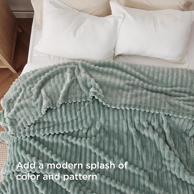 Bedsure GentleSoft King Size Blanket for Bed - Cozy Soft Blankets for Women, Cute Large Fleece Throws for Girls, Sage Green, 108x90 Inches