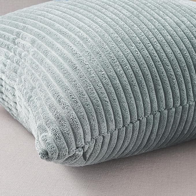 Topfinel BlueGray Throw Pillow Covers 24x24 Inch Set of 4,Soft Accent Corduroy Decorative Cushion Cover,Square Modern Pillow Case for Beach,Patio,Balcony,Living Room,Summer Gradient Shams Home Decor