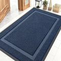 OLANLY Front Door Mat Indoor Outdoor Entrance, Waterproof All-Season, All-Weather Doormat, Sturdy Natural Rubber, Fade Resistant, Low Profile, Easy Clean Patio Porch Entryway Mat, 47x30, Blue