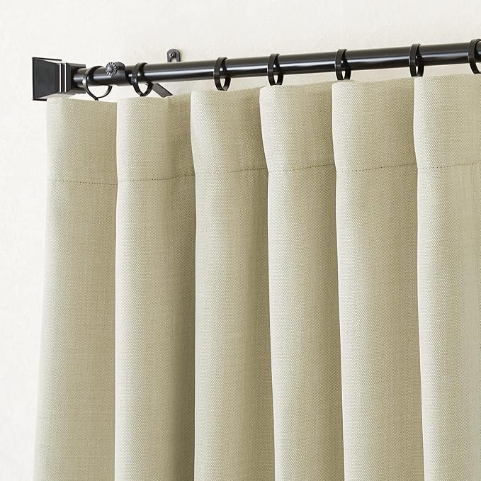 NICETOWN Room Darkening Bedroom Curtains 84 inches Long, Pinch Pleated Curtains Faux Linen Blend Light Blocking Noise Canceling Thermal Drapes for Living Room, Linen Beige, W52 x L84, 2 Panels