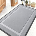 OLANLY Front Door Mat Indoor Outdoor Entrance, Waterproof All-Season, All-Weather Doormat, Sturdy Natural Rubber, Low Profile, Easy Clean Patio Porch Entryway Mat, 47x32, Silver Gray