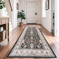 TOPRUUG Washable 4x8 Runner Rug: Vintage Non-Slip Hallway Runner Rug Durable Ultra Soft Kitchen Rugs Stain Resistant Low-Pile Non Skid Floor Carpet for Living Room Bedroom Home Decor (Black, 4X8)