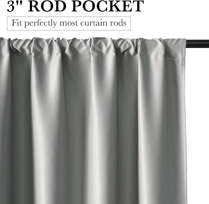 RYB HOME 100% Blackout Short Curtains for Small Window, Thermal Insulated Total Room Darkening Noise Reducing Curtains for Basement Bathroom RV Cars, 29 inches Wide by 24 inches Long, Sliver Grey