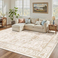 Madane Washable 6x9 Area Rugs for Living Room, Vintage Natural Rug with Non-Slip Backing, Soft Stain Resistant Throw Rugs Thin Carpet for Bedroom Dining Room Farmhouse (6 x 9, Wood/Ivory)