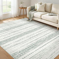 Nakagishi Green Rug Living Room Rugs: 7x9 Washable Boho Large Neutral Soft Farmhouse Stain Resistant Modern Non Slip Indoor Floor Carpet for Bedroom Nursery Kids Playroom Office Dining Room Home