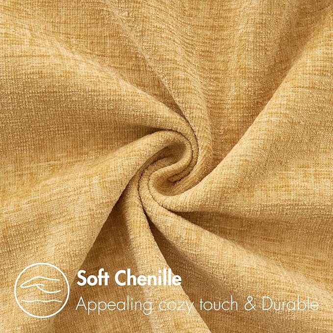 MIULEE Pack of 2 Couch Throw Pillow Covers 12x20 Inch Soft Gold Chenille Lumbar Pillow Covers for Sofa Living Room Spring Home Decor Couch Solid Dyed Cases