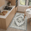 Madane Washable Entry Rug 3x4, Area Rugs for Entryway Kitchen Bathroom Door Mat Indoor Entrance, Vintage Floral Print Office Runner with Non Slip Rubber Backing, Black