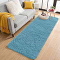 OLANLY 2x8 Machine Washable Runner Rugs for Hallway, Soft Fluffy Shaggy Bedside Rugs for Bedroom, Living Room, Indoor Floor Carpet for Kids Girls and Boys, Home Decor Aesthetic, Slate Blue
