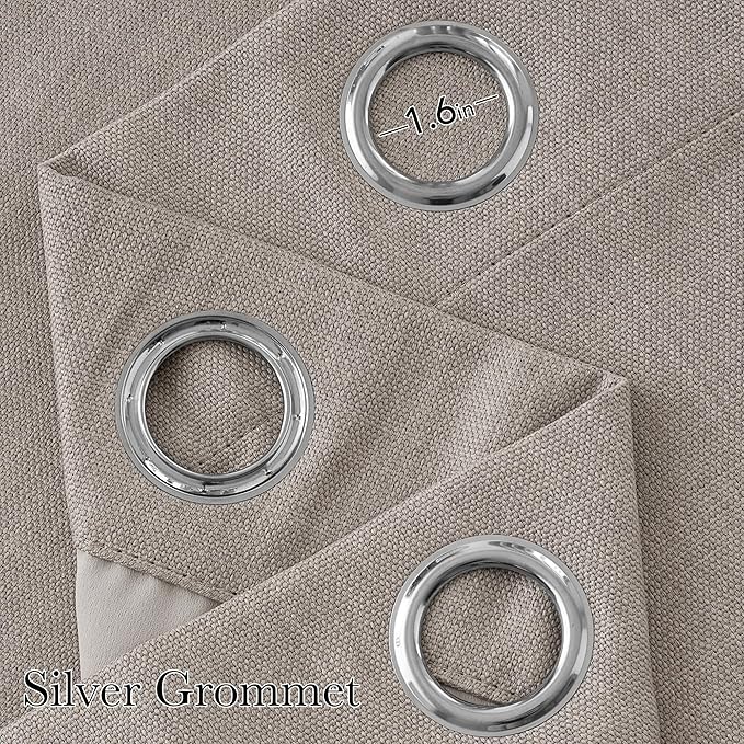 NICETOWN Faux Linen Angora Blackout Curtains 84 inches Long for Living Room - Privacy Panels for Bedroom, Modern Farmhouse Style Easy Care Grommet Top, 2 Panels, W52 by L84