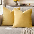 GIGIZAZA Decorative Couch Throw Pillow Covers,Set of 2 Yellow Square Pillow Cushion Covers 22x22,Pillow Cases Velvet Pillow Covers