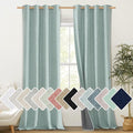 NICETOWN 100% Absolutely Blackout Linen Curtains with Thermal Insulated Grey Liner, Seafoam Green, 52" Wide, 108" Length Energy Saving Curtains for Living Room 2 Panels Set, Vertical Blinds