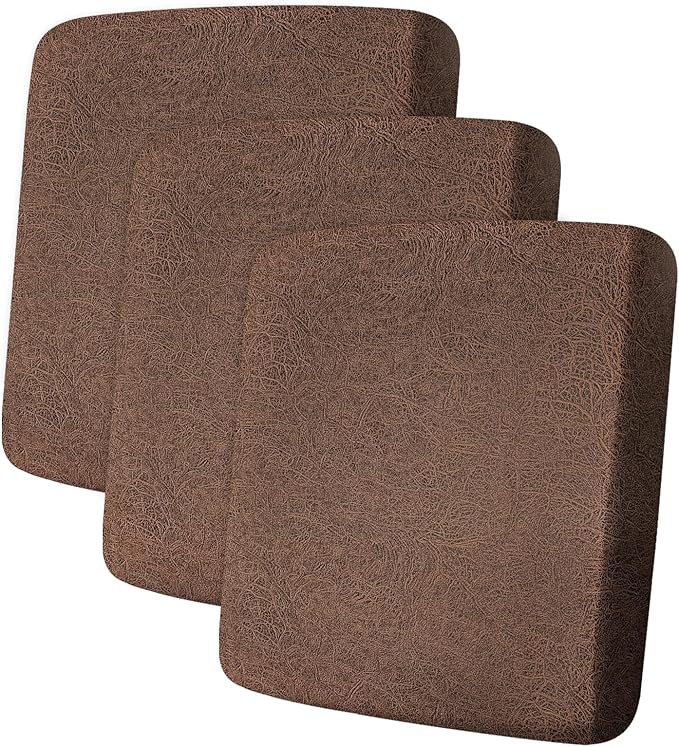 Leather Look Couch Cushion Covers Sofa Seat Slipcovers Sets Couches Furniture Protector for Sectional Armchair Loveseat Pets Kids Stretch Spandex Fabric (3 Cushion Sofa, Brown)
