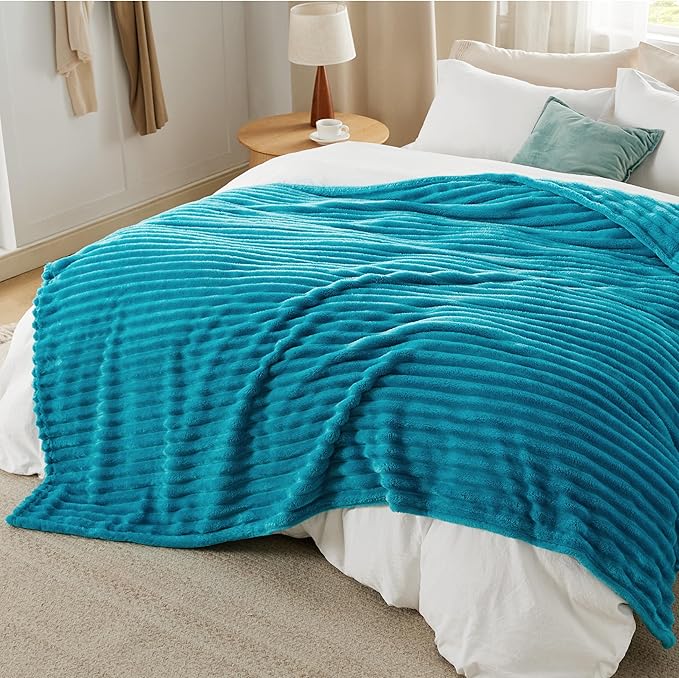 Bedsure GentleSoft Teal Fleece Blanket for Couch - Cozy Soft Blankets for Women, Cute Small Throws for Girls, 108x90 Inches