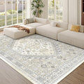 zesthome 5x8 Area Rugs - Ultra-Thin Washble Rug, Stain Resistant Anti Slip Backing Rugs for Living Room,Bedroom, Vintage Home Decor Area Rug (Beige,5'x8')