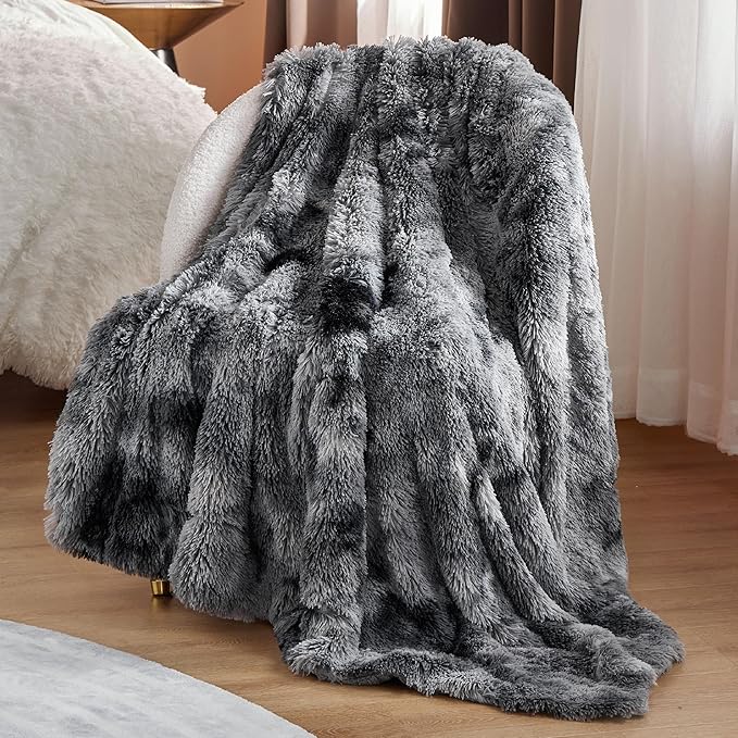 Bedsure GentleSoft Fluffy Fuzzy Faux Fur Throw Blanket for Couch, Soft Sherpa Fleece Cozy Gifts for Women, Plush Bed Blanket Room Decor for Men, Thick Warm Minky Teen Gifts Winter Bedding