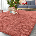 OLANLY 9x12 Machine Washable Large Area Rugs for Living Room, Bedroom, Soft Fluffy Shaggy Bedside Rug, Indoor Floor Carpet for Kids Girls and Boys, Dorms, Nursery, Home Decor, Rust Red