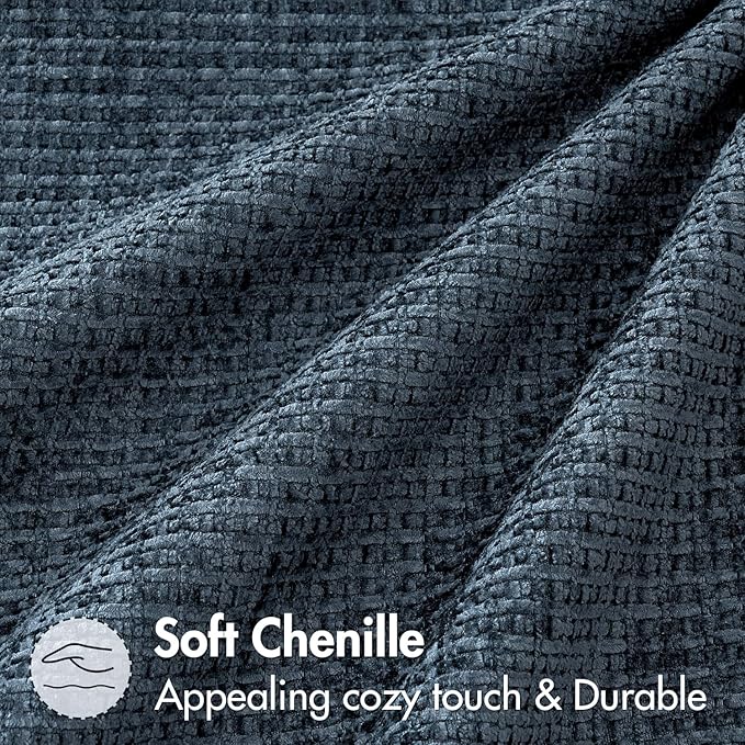 MIULEE Pack of 2 Lumbar Couch Throw Pillow Covers 20x12 Inch Coastal Navy Blue Modern Boho Accent Decorative Pillow Covers Soft Chenille Farmhouse Cushion Covers for Home Decor Bed Sofa Living Room