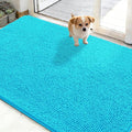 OLANLY Dog Door Mat for Muddy Paws 50x30, Absorbs Moisture and Dirt, Absorbent Non-Slip Washable Doormat, Quick Dry Chenille Mud Mat for Dogs, Entry Indoor Entryway Carpet for Inside Floor, Aqua Blue