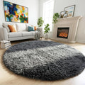 Grey Round Rugs 4Ft for Living Room Bedroom, Fluffy Fuzzy Shag Shaggy Circle Area Rug for Kids Room Home Office Decor Aesthetic, Furry Soft Plush Indoor Floor Gray Carpet for Baby Nursery Preppy Dorm