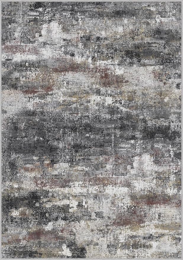 BEIMO Area Rugs 6x9 for Living Room Bedroom, Modern Abstract Machine Washable Soft Dark Gray Rug, Floor Carpet with Non Slip Backing for Dining Room