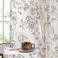 jinchan Linen Blend Curtain Floral Curtains for Living Room 63 Inch Length Black Printed Curtain Rod Pocket Back Tab Farmhouse Peony Flower Patterned Drapes Bedroom Window Curtains Set 2 Panels