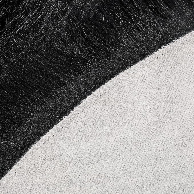 linmopm Faux Fur Rug Sheepskin Shag Fluffy Fuzzy Black 4x6 ft Rugs for Bedroom Bedside Bed Floor Living Room Plush High-Density Cushion Carpet Super Sofa Cover